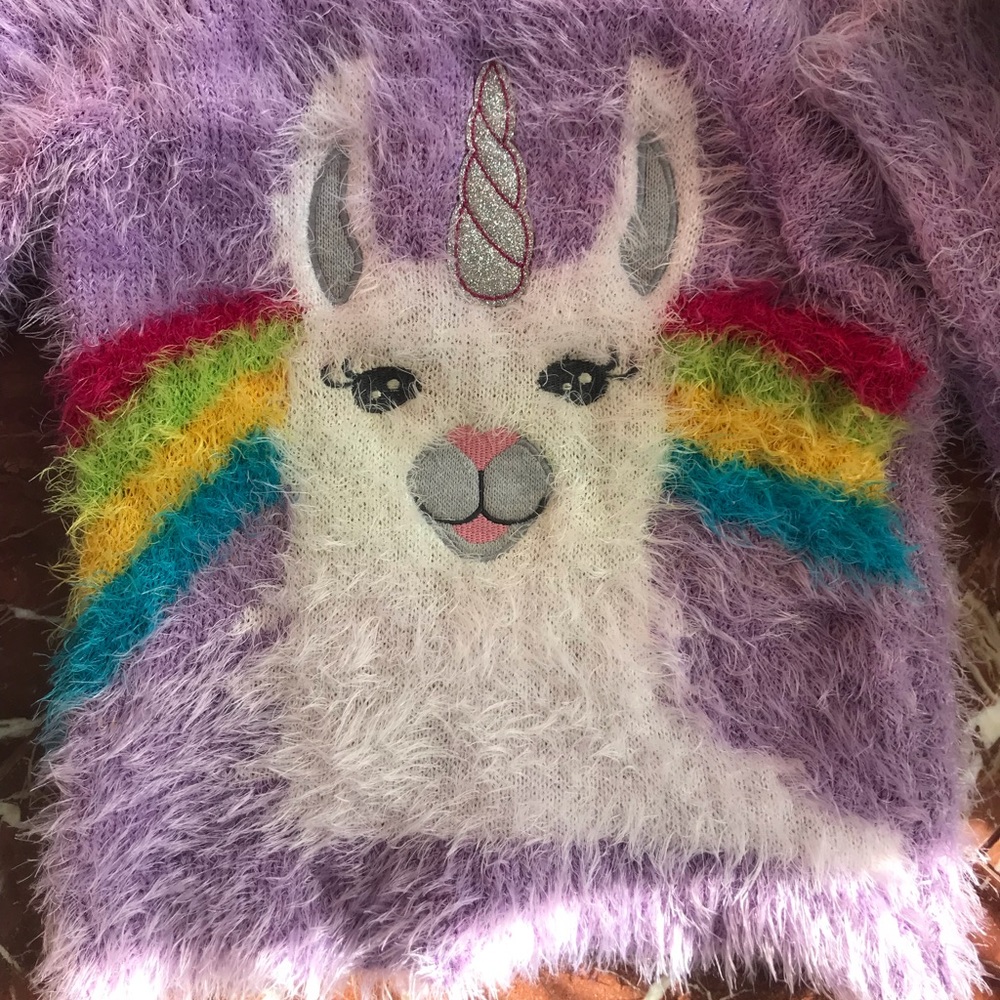 Unicorn Alpaca Fuzzy Sweater Size M - Picture 4 of 5